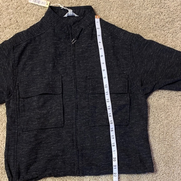 NWT Women’s Max Studio Charcoal Gray Zip-Up Cropped Linen Lightweight Jacket XS - Picture 6 of 10